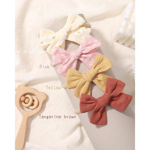 doboi 10PCS Baby Girls Headbands Hair Bows Nylon Linen Hairbands Handmade Hair Accessories for Newborn Infant Toddlers Little Girl and Kids - Summer Color