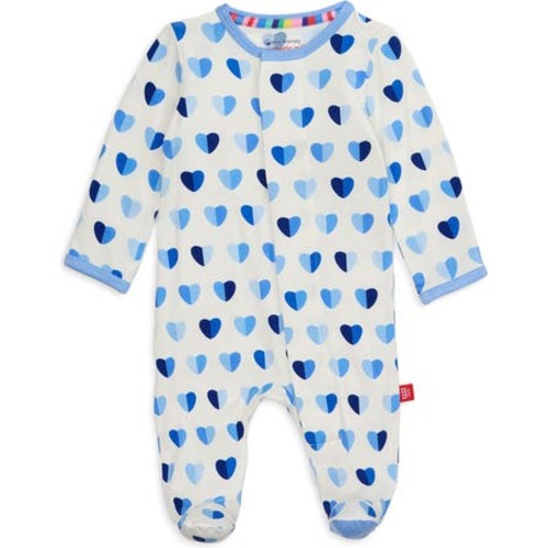 Blue Hearts Magnetic Modal Footie, Newborn