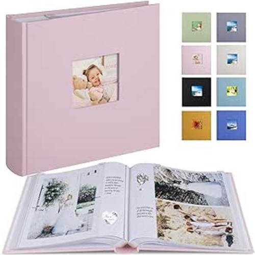 Amazon.com: Photo Album with Writing Space 50 Pages 4x6 Photos Hold 200 or Vertical Insert 100 4x6" Photos, Linen Cover Acid Free Pages Picture Photo Book with Memo for Family Anniversary Wedding Baby (Pink) : Home & Kitchen