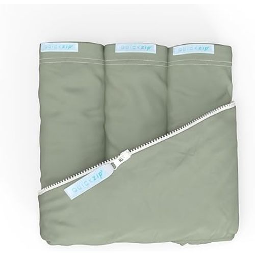 QuickZip Crib Sheet Set - Faster, Safer, Easier Baby Crib Sheets - Includes 1 Wraparound Base & 3 Zip-On Crib Sheets – Moss Green 100% Cotton - Fits All Standard Crib Mattresses