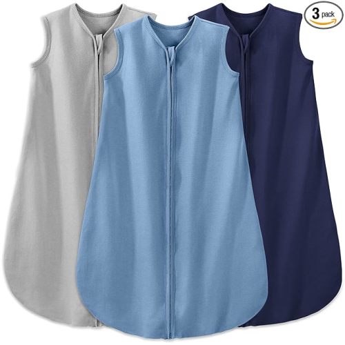 Baby Sleep Sack 6-12 Months Wearable Blanket for Babies 100% Organic Cotton 2-Way Zipper TOG 0.5 Toddler Sleeping Sack 3 Pack, Soft Lightweight Sleep Sacks