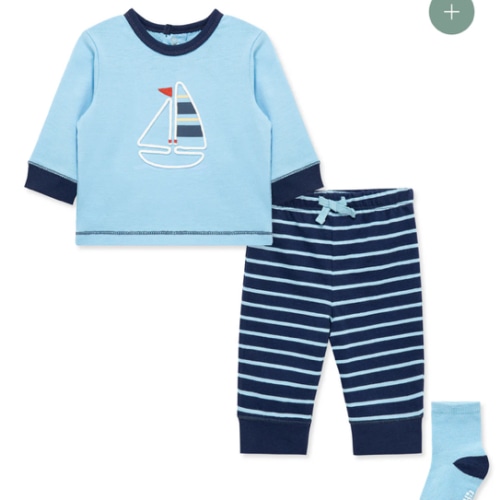 Sailboat 3-Piece Jogger & Sock Set (3M-12M)