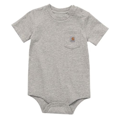 6-9M Grey Kids' Short Sleeve Pocket Bodysuit (Baby) | Carhartt