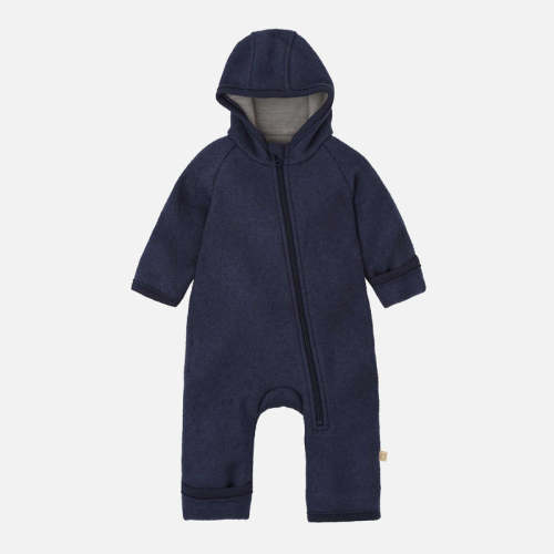 Baby & Kids Boiled Merino Wool Zip Overall - Indigo