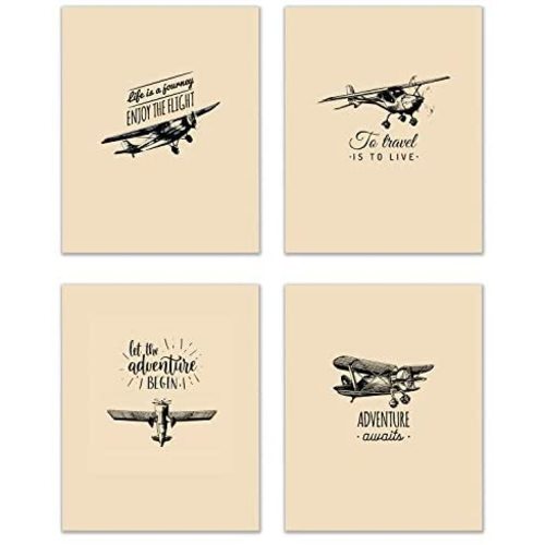 Vintage Airplane Photos - Set of 4 (8 inches x 10 inches) Motivational Prints