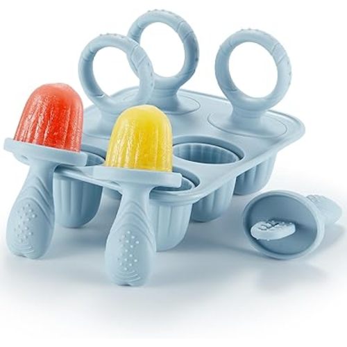 ACOOKEE Toddler Popsicles Molds 1 Pack 6 Handle, BPA Free Silicone Popsicles Molds, Essentials Shower Gifts