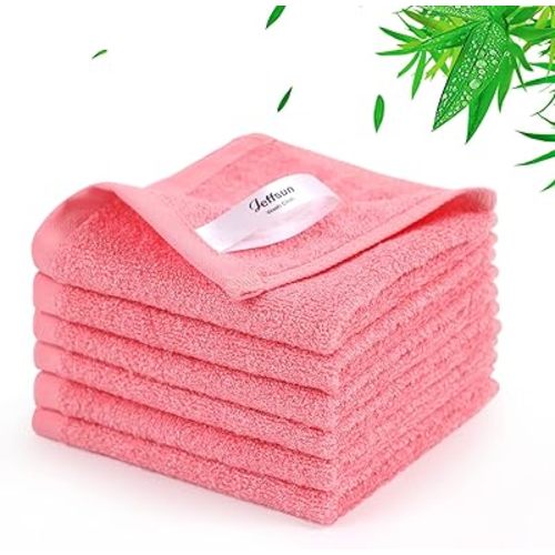 Baby Washcloths 6 Pack, 10x10 inch Heavenly Soft Pink Wash Cloths for Face and Body, Gentle & Safe Face Towel on Sensitive Skin, Baby Essentials Bath Shower Gifts for Girl Infant Kid Toddler Children