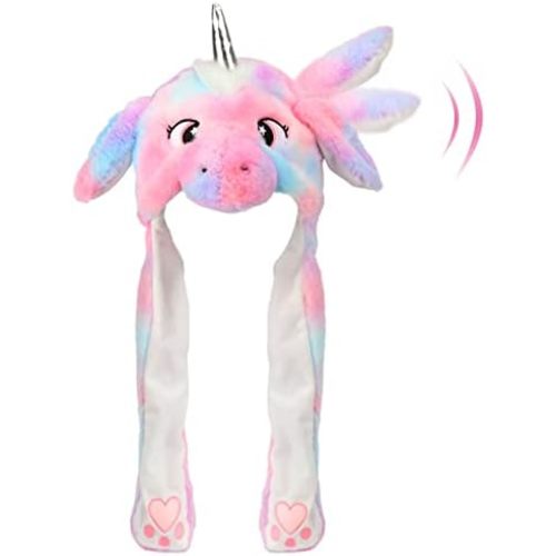 Bubblepompom Animal Hat with Ears Moving Jumping Pop Up Beating Hat Plush Holiday Cosplay Dress Up Funny Gift for Kids
