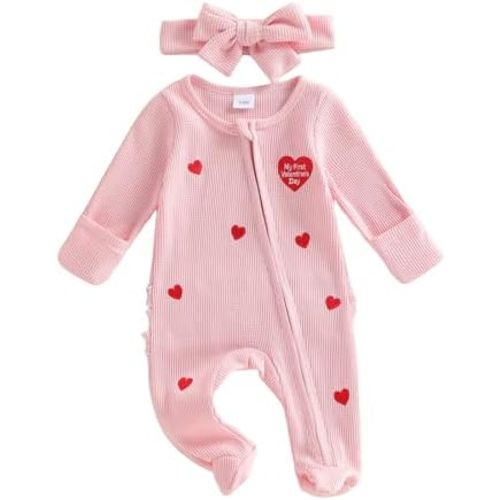 Baby Girl Christmas Outfit Gingerbread Footie Zipper Jumpsuit