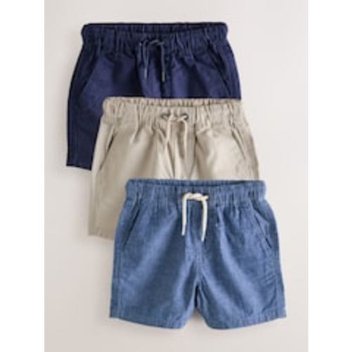 Buy Navy/Stone/Chambray Blue Pull On Shorts 3 Pack (3mths-7yrs) from Next USA