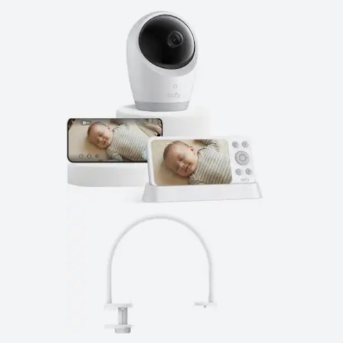 eufy - Baby Monitor E21 with Crib Mount, Split Screen, 4K HD Camera, 5'' 720p Display - White