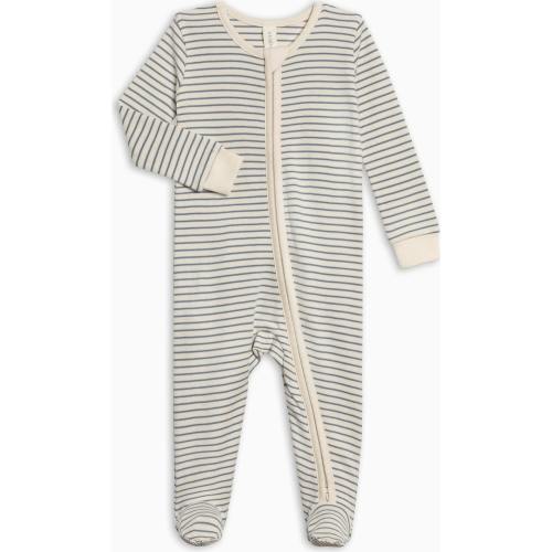 Peyton Zipper Sleeper - Bay Stripe / Ivory + Sea (0-3 months)