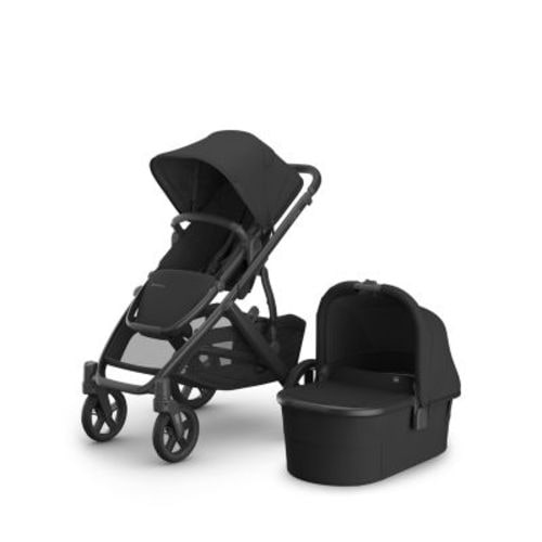 Vista V3 Stroller and Bassinet - Color:Jake - Charcoal/Carbon Frame/Black Leather