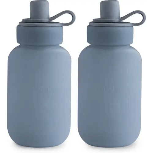 mushie Silicone Puree Pouch 2-Pack | 5 oz Reusable Baby Food Pouches (Tradewinds)