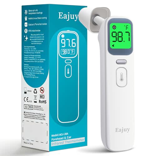 Ear and Forehead Thermometer for Kids,Baby No-Touch | 【2026 New Upgrade】With Fever Alarm & Mute Mode,1-Second Fast Reading,Home/Travel Use,Suitable for Suitable for all ages