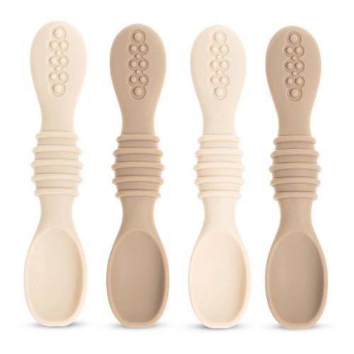 Silicone Baby Spoons for Baby Led Weaning 4-Pack, First Stage Baby Feeding Spoon Set Gum Friendly BPA Lead Phthalate and Plastic Free