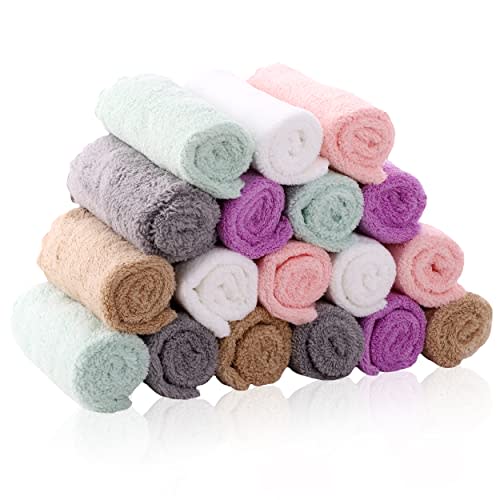 SWEET DOLPHIN 18 Pack Baby Washcloths for Boy and Girl, Microfiber Coral Fleece Ultra Absorbent and Soft for Newborns, Infants and Toddlers -10x10 Inch - Multicolored