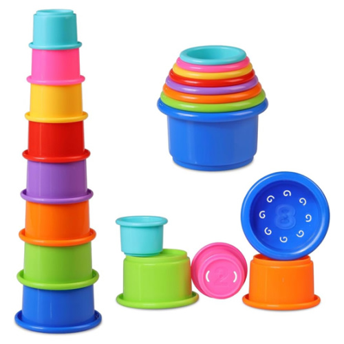 Stacking Cups Baby Toy Educational Cup Stacking Set 8-Pc Stackable Cups with Number Rainbow Nesting Cups for Babies 6-12 Months Stacking Cups for Toddlers 1-3 Perfect for Indoor/Outdoor