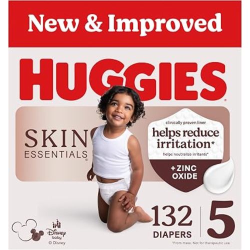 Huggies Skin Essentials Diapers Size 5, 132 Count (2 Packs of 66)