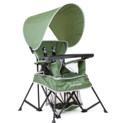 Baby Delight Go with Me Venture Portable Chair | Indoor and Outdoor | Sun Canopy | 3 Child Growth Stages | Moss Bud Green
