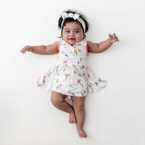 Polo Bodysuit Dress in Tulip