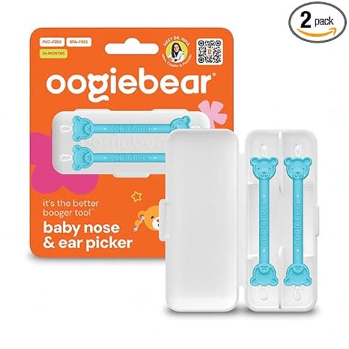 oogiebear: Baby Nose Cleaner & Ear Wax Removal Tool - Safe Booger & Earwax Removal for Newborns, Infants, Toddlers - Dual-Ended - Essential Baby Stuff, Diaper Bag Must-Have, 2 Pack Blue with CASE