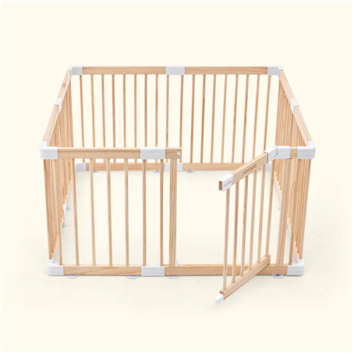 HARPPA Grovi Wooden Baby Gate Playpen | Non-Toxic Foldable DIY Adjustable Play Yard for Infants & Toddlers – Natural Finish Baby Fence for Small & Large Spaces