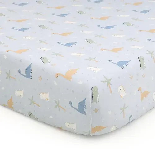 4Baby Fitted Sheet Cot Dino Blue | Baby Bunting AU