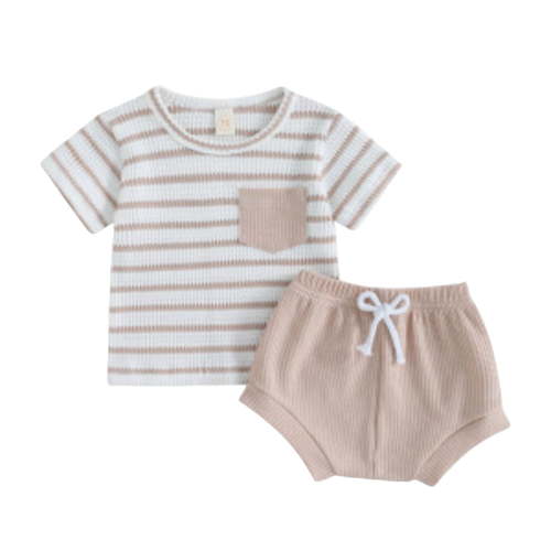TOWED22 Toddler Baby Boy Clothes Summer Outfits Solid Short Sleeve Sweatshirt and Shorts Set Zip Shirt+Shorts Sets 1-6T(White,0-3 M)