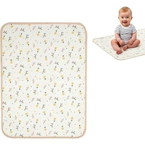 Muslin Diaper Changing Pad, Waterproof Diaper Change Mat Liner for Baby, Reusable Incontinence Underpad for Travel, Leakproof Absorbent Mat for Newborn