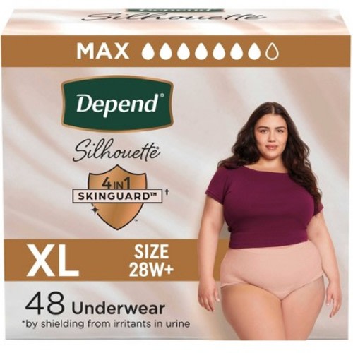 Depend Silhouette Incontinence & Postpartum Underwear for Women - Maximum Absorbency - XL - Pink - 48ct