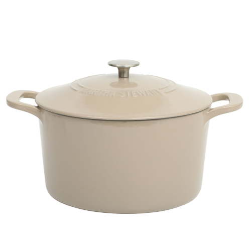 Martha Stewart 7-Quart Enamel Cast Iron Dutch Oven Pot with Lid, Taupe