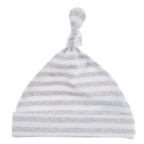 mighty goods™ Newborn Knotted Hat in Light Grey Heather Stripe - LIGHT GREY HEATHER - NEWBORN