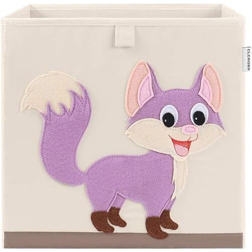 Foldable Animal Cube Storage Bins Fabric Toy Box/Chest/Organizer for Kids Nursery, 13 inch (Fox)
