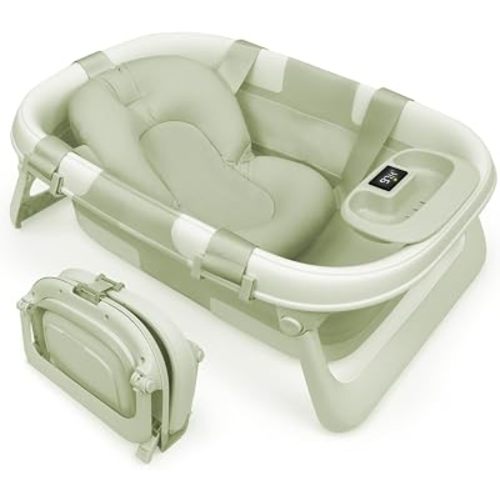 Jool Baby - Bañera plegable para bebé, portátil para viajes, termómetro (salvia)