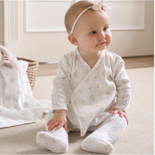 Folklore Floral Organic Cotton Pointelle Layette 3PC Set – Elegant Baby