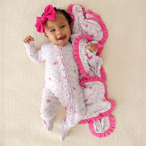 Goose Blossoms & Sweet Floral Ruffled Luxette Patoo® Blanket
