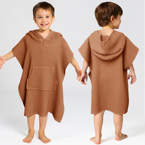 Hooded Kids Beach Towel - Soft Poncho Towel for Babies and Toddler - Lightweight Waffle Cotton Towel Cover Up for Bath, Beach, Pool