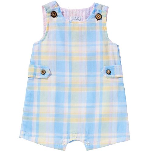 Mud Pie Baby Boys Sleeveless Madras Plaid Jon Jon Shortall