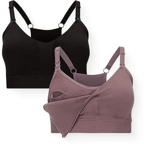 Kindred Bravely Essentials Sports Pumping and Nursing Bras, Hands Free, Nursing Bras for Breastfeeding, 2 Pack