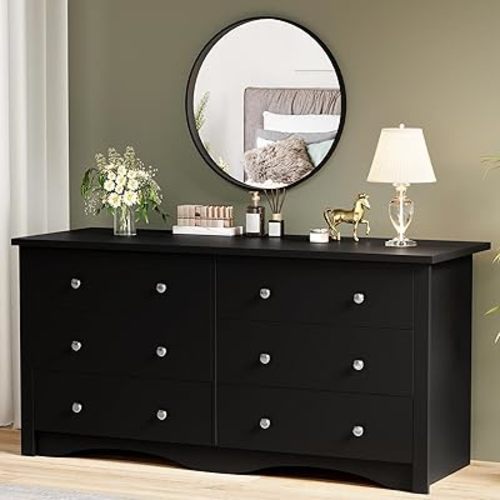 YESHOMY Black Dresser for Bedroom,6 Drawer Dressers, Storage Chest of Drawers for Hallway,Living Room, Entryway