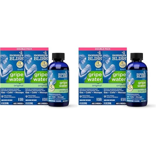 Mommy's Bliss Original Gripe Water, Gas and Colic Relief, Gentle and Safe, Made for Infants, 2 Weeks+, 8 Fl Oz (2 Bottles)