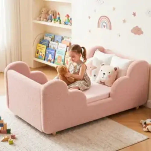 Lilypelle Toddler Bed Frame, With Detachable Safety Railing, CPSC Certified Boy and Girl Crib, Standard Crib, Certified Fabric Toddler Bed Frame, Excluding Mattress summerwins,dorm essentials,home decor - TikTok Shop