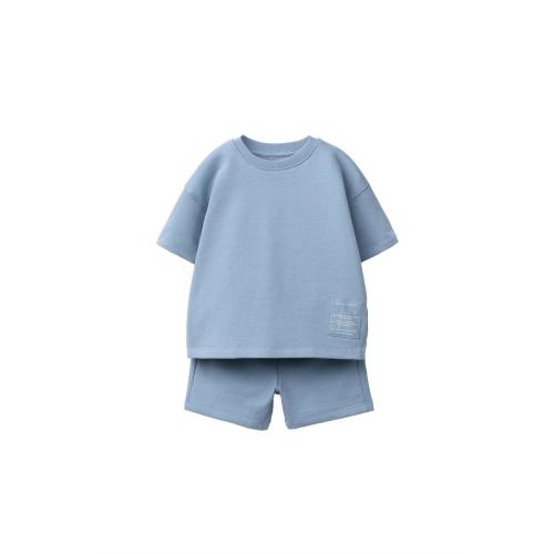 JOGGING T-SHIRT AND BERMUDA SET WITH LABEL - Light blue | ZARA Canada
