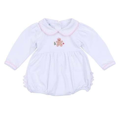 Frosted Wonderland Collared Ruffle Long Sleeve Bubble - Pink