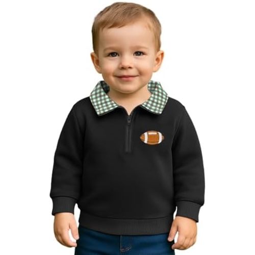 Toddler Boy Quarter Zip Collared Pullover Long Sleeve Fall Winter Baby Boy Clothes Outfit 12M-4T