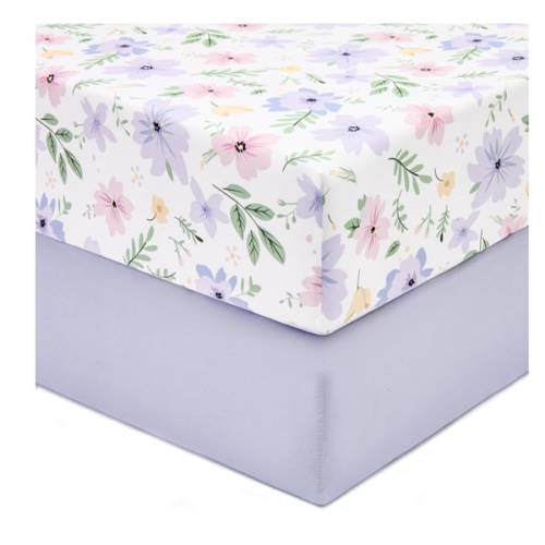 TILLYOU Baby Crib Sheets for Boys Girls, Super Soft Toddler Bed Sheets, 2 Pack Sheets for Standard Crib Mattress 28x52in, Brilliant Little Flowers