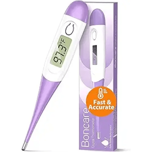 Boncare 10 Seconds Oral Thermometer for Adults and Kids - Accurate & Safe Rectal Thermometer for Baby with Fever Alarm, Digital Thermometer (Purple)