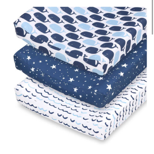 Nautical Whale Baby Girl or Boy Changing Pad Covers Set of 3