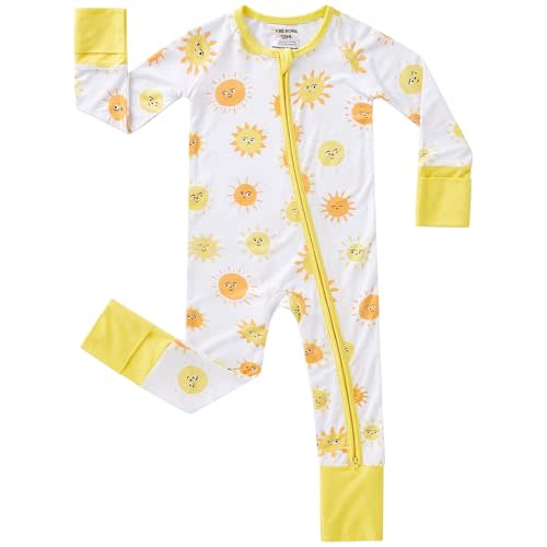 pureborn Baby Sleeper Viscose from Bamboo Zipper Footies 0-24 Months | Buttery soft, 2 way zipper, OEKO-TEX Certified, breathable, infant boy girl, fold-over mittens & foot cuffs, all-season